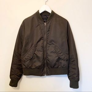 UNIQLO Bomber Jacket Olive Green Pockets Zipper